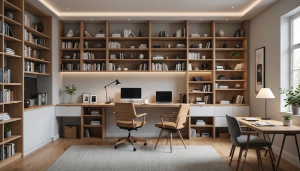 La bibliothèque murale sur mesure optimise chaque centimètre pro